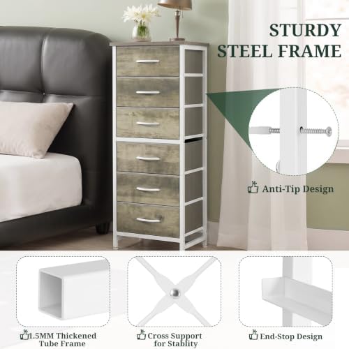6 Drawers Dresser for Bedroom, Fabric Storage Tower Organizer