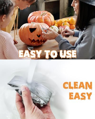 JUSTOTRY Pumpkin Carving Kit with Hammer - Safe for Kids, Halloween Pumpkin Carving Tools, Durable Stainless Steel Non-knife Stencils, Set for Adults, 23 PCS
