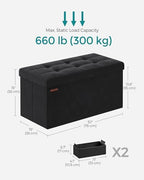 SONGMICS Storage Ottoman Bench, 30 Inches Velvet Foldable Foot Rest