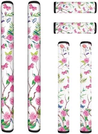 6 PCS Refrigerator Door Handle Covers, Kitchen Appliance Gloves Anti-Slip for Ovens Dishwashers Keep Kitchen Appliance Clean Party Holiday Home Decoration, Pink Rose Floral