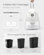 Cesun Code E Drawstring Trash Bags 90 Count, 5 Gallon / 25 Liter