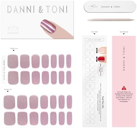 DANNI & TONI Semi Cured Gel Nail Strips Holographic Rainbow Laser Glitter Gel Nail Wraps 28 Stickers | Iridescent Charm
