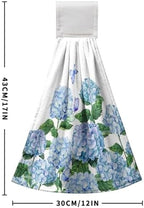 Hydrangea Spring Hanging Kitchen Towels Blue Floral Hand Towels with Hanging Loop Flowers Bathroom Hand Tea Towel Absorbent Dish Towel for Home Kitchen