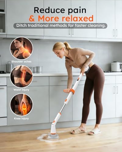 TUYU Electric Spin Scrubber,1500RPM Powerful Cleaning Brush for Home