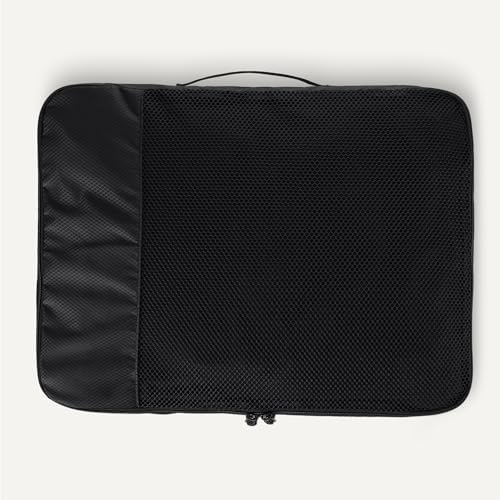 Amazon Essentials 4-Piece Packing Cubes Travel Accessories Set, Luggage Organizer with Double Zipper, Mesh Top, Space-Saving, Large, Black (Previously Amazon Basics)