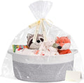 CHICVITA Large Rope Gift Basket Empty with Bags & Ribbon to Fill, Grey