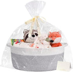 CHICVITA Large Rope Gift Basket Empty with Bags & Ribbon to Fill, Grey