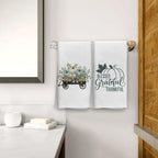 OHSUL Fall Pumpkin Botanical Kitchen Dish Towels Dishcloth 16x24 Set of 2 - Image 2