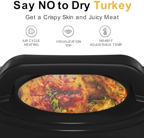 22 Quart Electric Roaster Oven, Turkey Roaster with Viewing & Self-basting Lid, Stainless Steel Turkey Roaster Oven, Black - Image 4