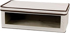 Household Essentials 514 Vision Storage Box - Natural Canvas with Brown Trim - Large