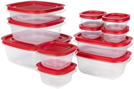 Rubbermaid EasyStore Rectangle and Square Containers, 22-Piece Set, Food Storage Containers with Lids