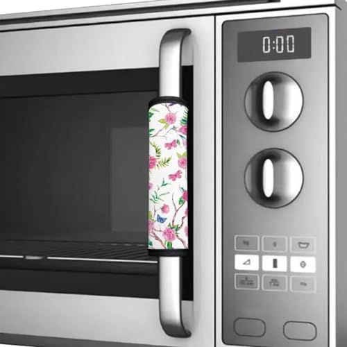 6 PCS Refrigerator Door Handle Covers, Kitchen Appliance Gloves Anti-Slip for Ovens Dishwashers Keep Kitchen Appliance Clean Party Holiday Home Decoration, Pink Rose Floral