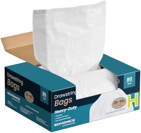 SONGMICS Trash Bags, for 8-Gallon (30 L) Trash Can, 2 Rolls, 80 Count