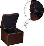 Adeco 17.7" Leather Cube Storage Brown Ottomans - Image 5
