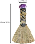 Witch Broom Halloween Crystal Witch Wiccan Altar Broom, Witchcraft Witches Pagan Altar Decor, Handmade Ritual Magic Ceremonial (Amethyst)