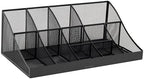 Mind Reader Countertop Organizer, 2 Tier Mesh Storage Caddy with 11 Compartments for Office Supplies, Breakroom Essentials, and Snacks