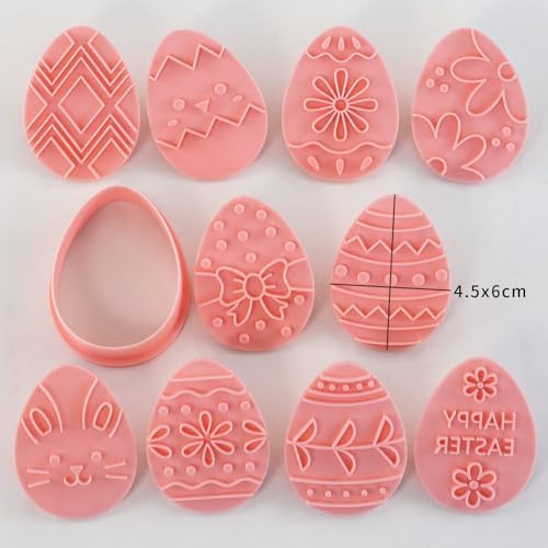 8 Pcs Happy Birthday Cookie Molds New Year Spring Festival 3D Biscuit Mould Baking Tool Easter Cartoon Stamps for Biscuits (Easter G) - Image 2