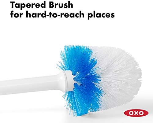 OXO Good Grips Set Toilet Brush & Plunger Combo, White & Good Grips Compact Toilet Brush & Canister