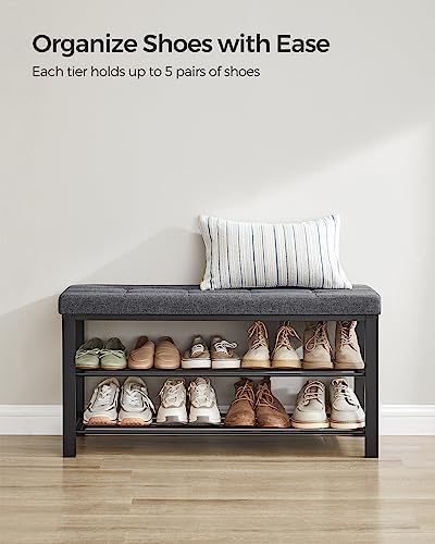 SONGMICS Shoe Bench, Storage Bench, Entryway Bench with Cushion