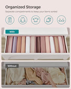 SONGMICS 4 Pack Drawer Clothes Organizers, Large Size 6-Compartment