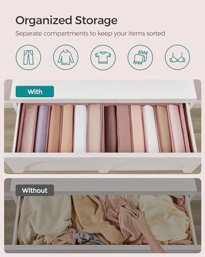 SONGMICS 4 Pack Drawer Clothes Organizers, Large Size 6-Compartment