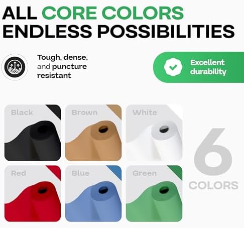 Assorted Colors Construction Paper, Set of 6 Rolls 18" x 1200" (100 ft) - USA-Made Quality Natural Multi-Color Paper for Gift Wrapping, Kids' Arts & Crafts, School & DIY Projects by IDL Packaging