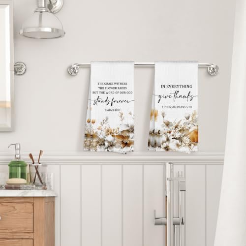 Christian Fall Floral Kitchen Towels Decorative 16x24 Set of 2 - Image 4