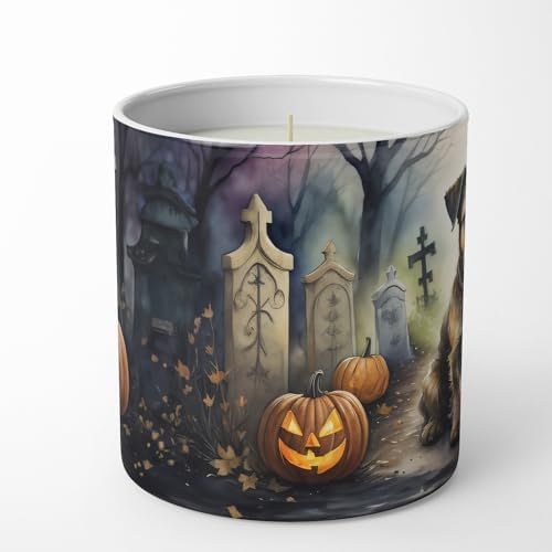 Caroline's Treasures DAC2019CDL Border Terrier Spooky Halloween Decorative Soy Candle Nature Soy Wax Essential Oil Home Decor Ideal for Bedroom Kitchen Bath Office Gift, 10 oz
