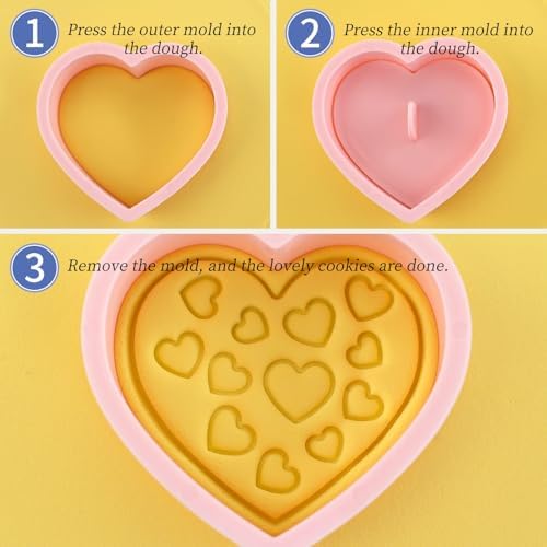 10Pcs Heart Cookie Cutters Rose Love Pattern for Valentine's Day Baking - Image 4