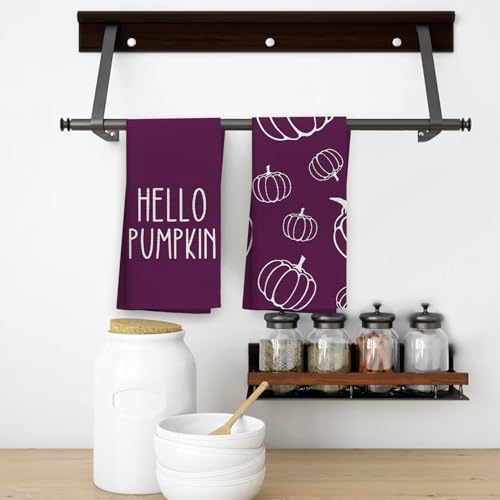 OHSUL Fall Kitchen Towels, Autumn Pumpkin Decor, Seasonal Hand Dish Towels, Modena Fall Decorations for Home, Bathroom Accent, Housewarming Gifts, Set of 2 - Image 5