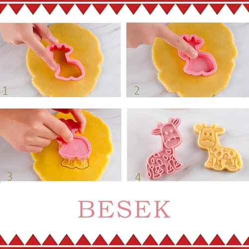 BESEK Animal Cookie Cutters for Kids: Safari Zoo Animals 8 PCS Cookie Cutters Set with Lion, Giraffe, Hippo, Elephant, Crocodile, Zebra, Tiger, Monkey etc. (Gift Box) - Image 4