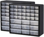Akro-Mils 44-Drawer Plastic Drawer Storage Cabinet for Garage Organization, Bead Organizer, Building Bricks Storage, Teacher Toolbox, Makeup Organizer, 20" W x 6" D x 16" H, 10144 Black (Pack of 2)