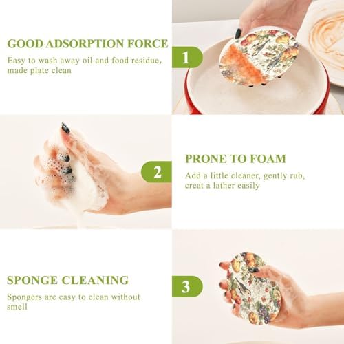 CEBUGI Non-Scratch Scrub Sponges 3 Pack Kitchen Sponges for Washing Dishes,Cleaning Supplies for Kitchen Bathroom Household(Thanksgiving Pattern) - Image 4