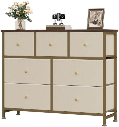 OLIXIS 7 Drawer Fabric Dresser, Storage Tower for Bedroom and Closet