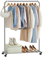 SONGMICS Clothes Rack with Wheels, Single Rod, Steel, 110 lb Load Capacity