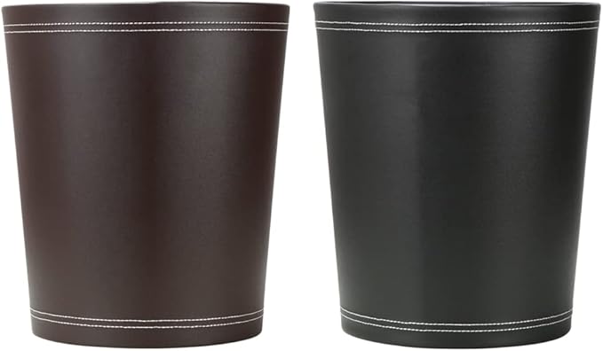 KINGFOM Classic Pu Leather Trash Can Wastebasket, Small Garbage Container Can - Image 8
