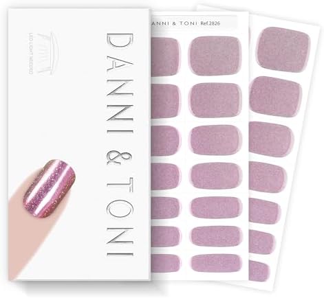 DANNI & TONI Semi Cured Gel Nail Strips Holographic Rainbow Laser Glitter Gel Nail Wraps 28 Stickers | Iridescent Charm