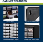 Akro-Mils 64-Drawer Plastic Drawer Storage Cabinet for Garage Organization, Bead Organizer, Building Bricks Storage, Teacher Toolbox, Makeup Organizer, 20-Inch W x 6-Inch D x 16-Inch H, 10164 Red