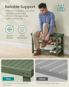 SONGMICS Shoe Rack Bench, 3-Tier Bamboo Entryway Bench, 27.6 Inches Width
