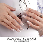 DANNI & TONI Semi Cured Gel Nail Strips Translucent White (Opal Veil) White-Tipped French Gel Nail Wraps 28 Stickers