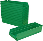 Akro-Mils 30138 Heavy Duty Plastic Shelf Bins, 18"x 6.5"x 4", Green, 12-Pk