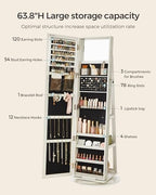 SONGMICS 360° Swivel Jewelry Cabinet, Full-Length Mirror, Lockable