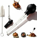 Turkey Baster with Cleaning Brush, Meat Injector Syringe with Detachable Silicone Bulb, 304 Stainless Steel Needle and Basting Brush for Roasting Chicken, 22ml Capacity (Black) by yayaboqu