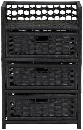 Household Essentials Woven 3 Drawer Chest with Cutout Handles