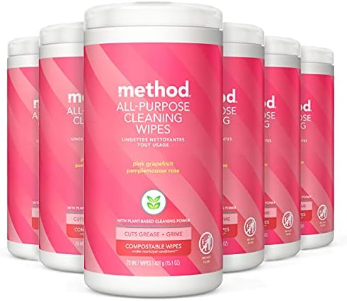 method All-Purpose Cleaning Wipes, Pink Grapefruit, 70 Count, 6 Pack