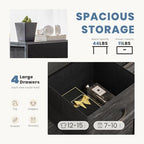 DUMOS Nightstand with 4 Drawers Bedside Table with Removable Fabric Bins Sturdy Steel Frame Wood Top Organizer Furniture for Bedroom Closet Living Room,Black Wood Grain