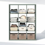 Furinno Cubic Extra Thick 12-Cube Closet Organizers and Storage, Sage Green
