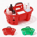 SIMPLYKLEEN Large Shower Caddy Portable 2PC - Made in USA Plastic Jumbo Size Dorm Storage Candy Tote with Handle Shower Organizer for Bathroom, Pantry, Kitchen, College Dorm, Green/Red