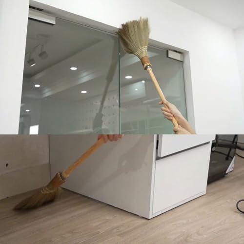 Small Natural Whisk Sweeping Hand Handle Broom - Vietnamese Straw Soft Broom for Cleaning - Decoration Items - Indoor - Outdoor - 9.84'' Width, 27.55" Length