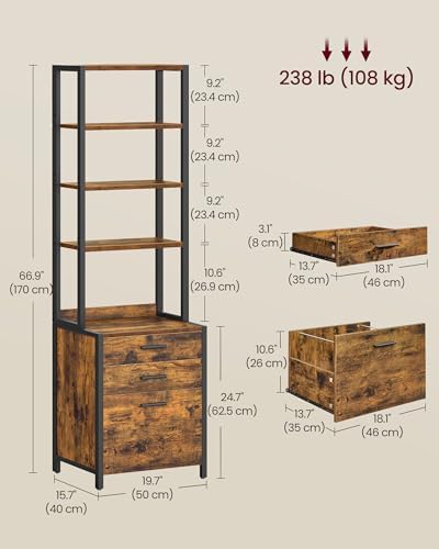 VASAGLE File Cabinet, Home Office Filing Cabinet, 3 Drawers